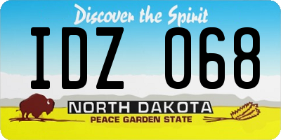 ND license plate IDZ068