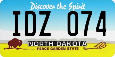ND license plate IDZ074
