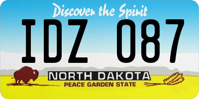 ND license plate IDZ087
