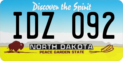 ND license plate IDZ092