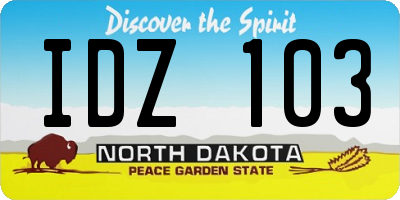 ND license plate IDZ103