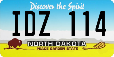 ND license plate IDZ114