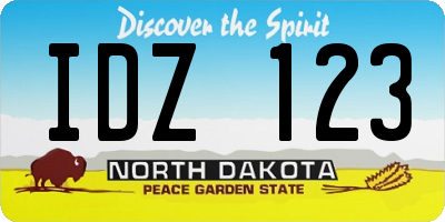 ND license plate IDZ123