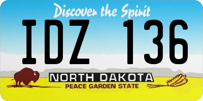 ND license plate IDZ136