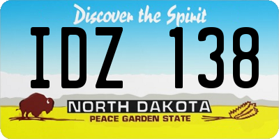 ND license plate IDZ138
