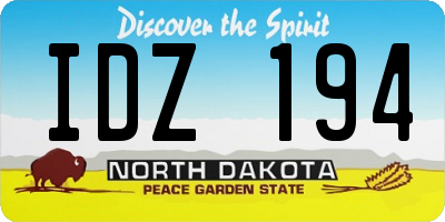 ND license plate IDZ194