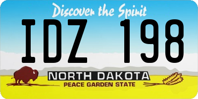 ND license plate IDZ198