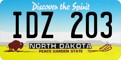 ND license plate IDZ203