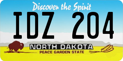 ND license plate IDZ204