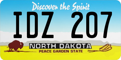 ND license plate IDZ207