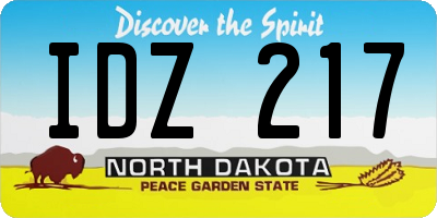 ND license plate IDZ217