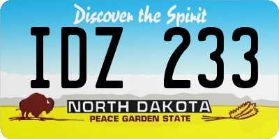 ND license plate IDZ233