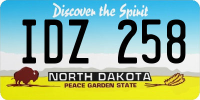 ND license plate IDZ258