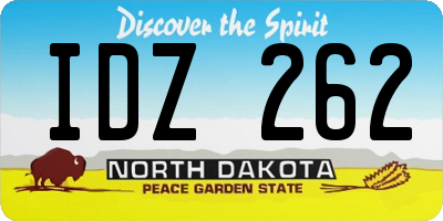 ND license plate IDZ262