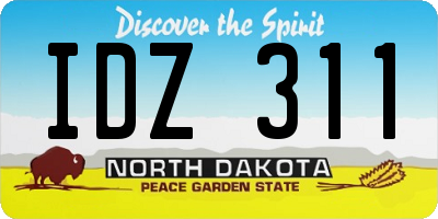 ND license plate IDZ311