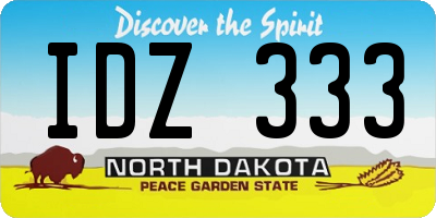 ND license plate IDZ333