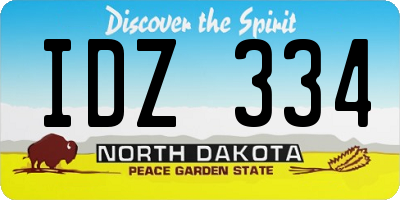 ND license plate IDZ334