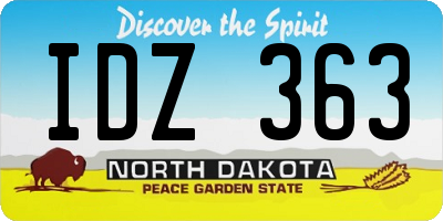 ND license plate IDZ363