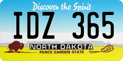ND license plate IDZ365