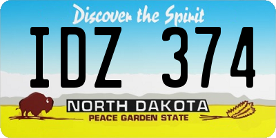 ND license plate IDZ374