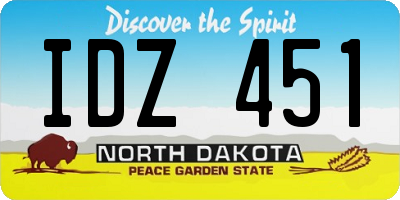 ND license plate IDZ451