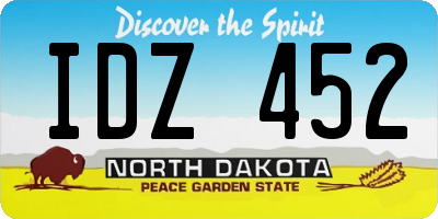 ND license plate IDZ452