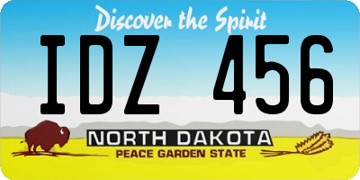 ND license plate IDZ456
