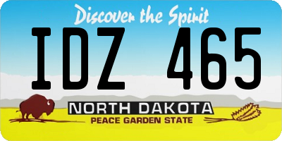 ND license plate IDZ465