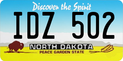 ND license plate IDZ502