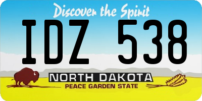 ND license plate IDZ538