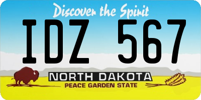 ND license plate IDZ567