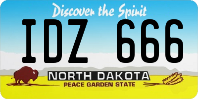 ND license plate IDZ666