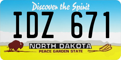 ND license plate IDZ671