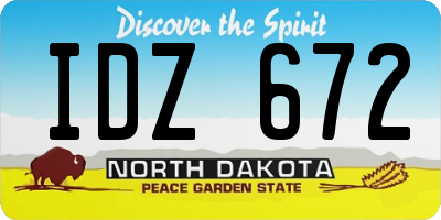 ND license plate IDZ672