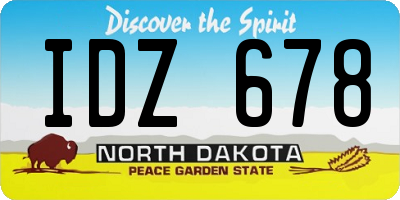 ND license plate IDZ678