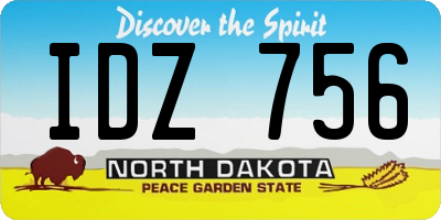 ND license plate IDZ756
