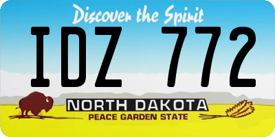 ND license plate IDZ772