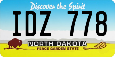 ND license plate IDZ778