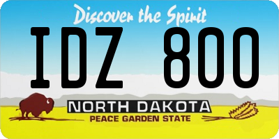 ND license plate IDZ800
