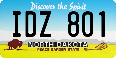 ND license plate IDZ801