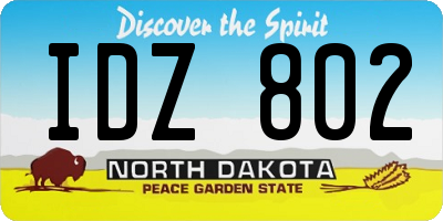 ND license plate IDZ802