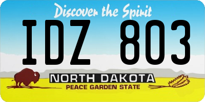 ND license plate IDZ803