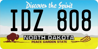 ND license plate IDZ808