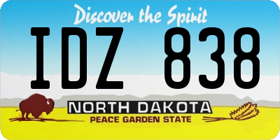 ND license plate IDZ838
