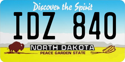 ND license plate IDZ840