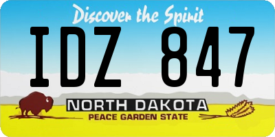 ND license plate IDZ847