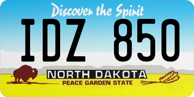 ND license plate IDZ850