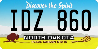 ND license plate IDZ860
