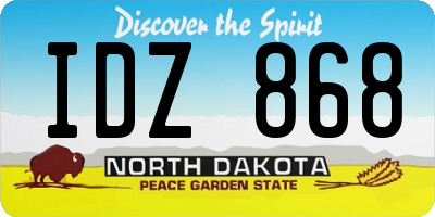 ND license plate IDZ868