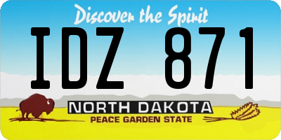 ND license plate IDZ871